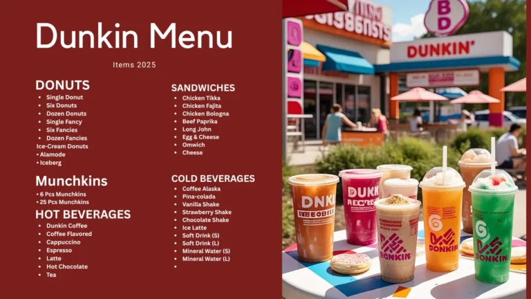 Dunkin Donuts Menu